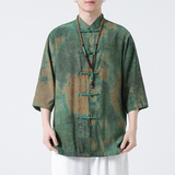 2024春夏新款风男装冰丝唐装汉服短袖衬衫衬衣C229-Y1004-P70，男装衬衫，电商C229-1