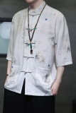2024夏风男装竹子唐装汉服短袖五分袖衬衫衬衣C229-Y1019-P70，男装衬衫，电商C229-1