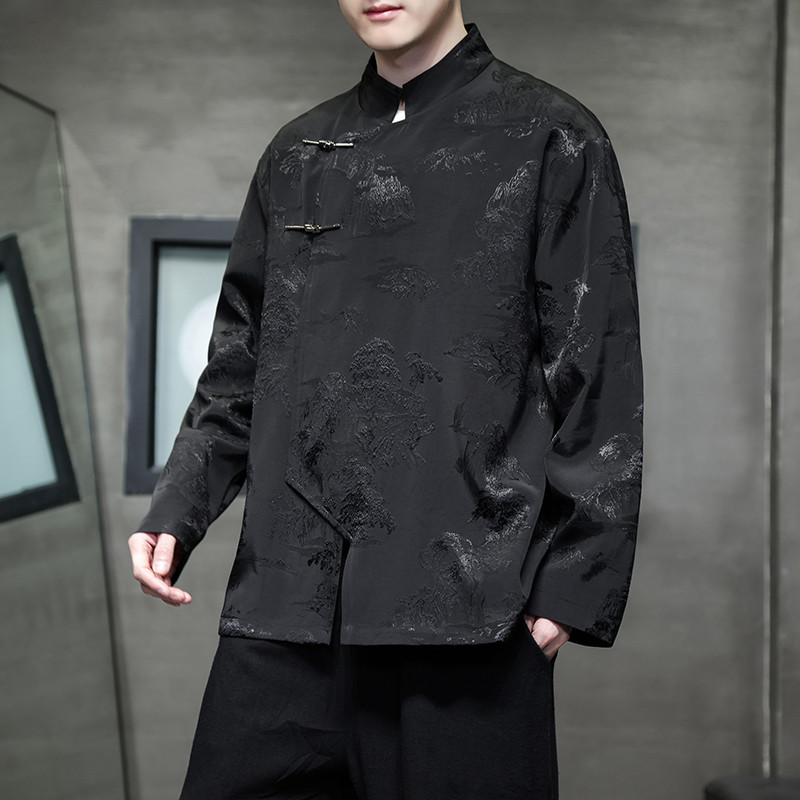 2024春夏新款风男装冰丝中式唐装汉服夹克外套C229-Y995-P100,男装夹克,电商C229-1