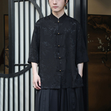 2024夏季风男装冰丝唐装汉服短袖衬衫衬衣大码C229-Y901-P65，男装衬衫，电商C229-1