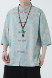 2024夏风男装盘扣中式汉服短袖五分袖衬衫衬衣C229-Y1030-P70，男装衬衫，电商C229-1
