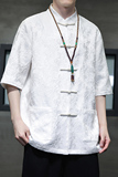 2024春夏新款风男装提花唐装汉服五分袖短袖T恤C229-Y996-P70，男装衬衫，电商C229-1