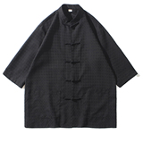 2024春夏风男装盘扣中式唐装汉服五分袖衬衫C229-Y906-P65，男装衬衫，电商C229-1