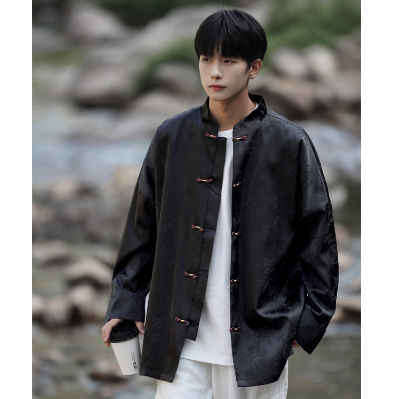 2024秋冬风男装缎面复古中式唐装汉服夹克外套C229/Y771/P100,男装夹克,电商C229-1