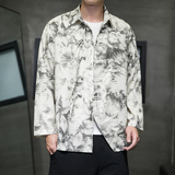 2024秋冬风男装复古中式印花唐装汉服夹克外套C229/Y786/P100，男装衬衫，电商C229-1