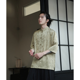 2024夏风男装冰丝唐装汉服短袖五分袖衬衫衬衣C229-Y903-P65，男装衬衫，电商C229-1