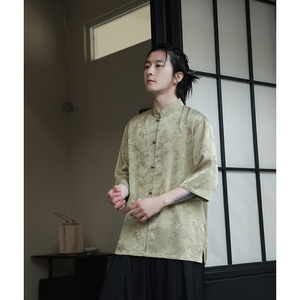 2024夏风男装冰丝唐装汉服短袖五分袖衬衫衬衣C229-Y903-P65图片