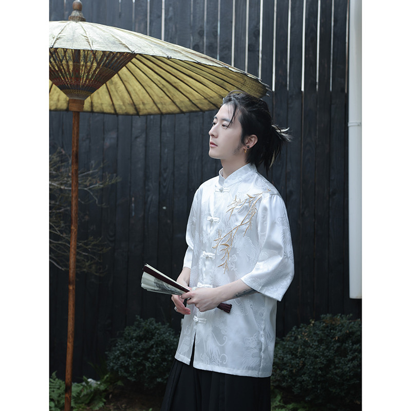 2024夏季风男装绣花中式唐装汉服短袖衬衫衬衣C229-Y1016-P65,男装衬衫,电商C229-1
