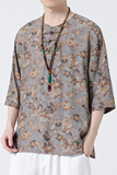2024春夏新款风男装冰丝唐装汉服短袖五分袖T恤C229-T214-P60，男装T恤，电商C229-1
