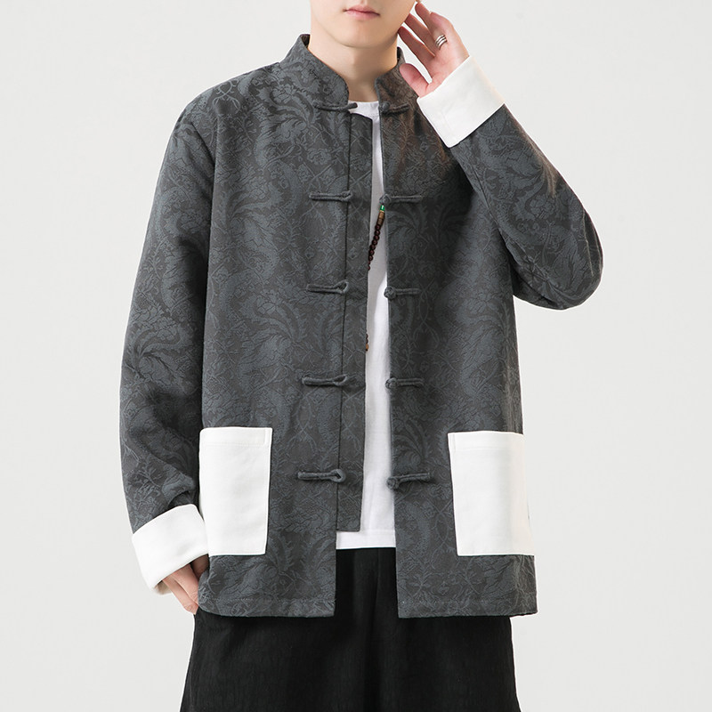 2024秋冬风男装大码棉麻亚麻唐装汉服夹克外套C229/Y794/P110,男装夹克,电商C229-1