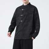2024春夏新款风男装冰丝唐装中式汉服长袖衬衫C229-Y997-P80，男装衬衫，电商C229-1