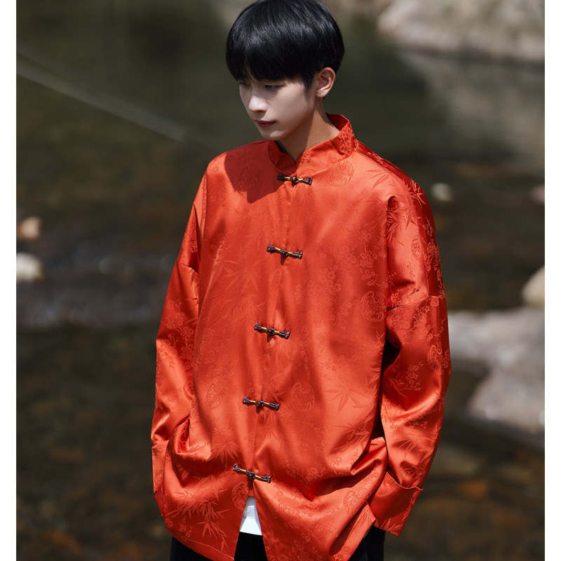 2024秋冬风男装缎面复古中式唐装汉服夹克外套C229/Y771/P100,男装夹克,电商C229-1