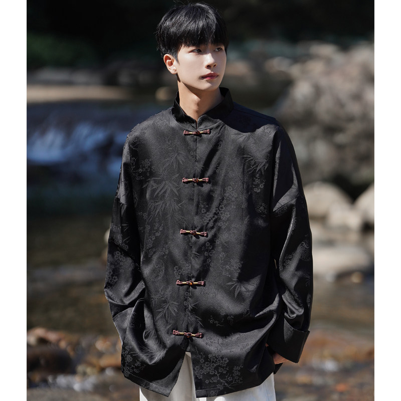 2024秋冬风男装缎面复古中式唐装汉服夹克外套C229/Y771/P100,男装夹克,电商C229-1