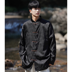 2024秋冬风男装缎面复古中式唐装汉服夹克外套C229/Y771/P100