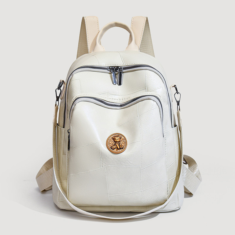 超火真皮双肩包女2024新款大容量时尚百搭两用外出软皮女士背包