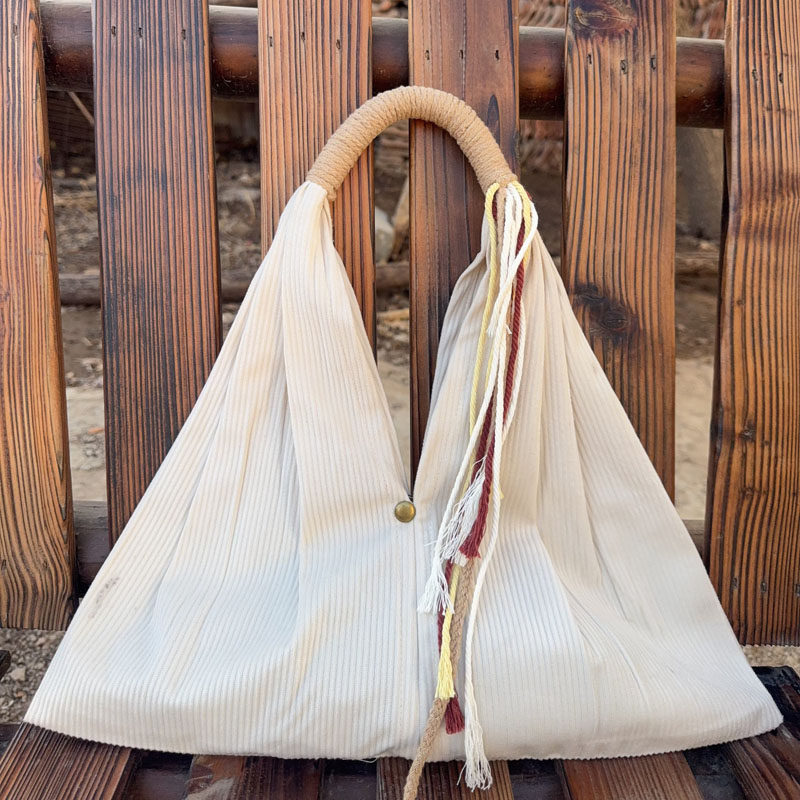 法式复古灯芯绒手提包女文艺风手工编织布包大容量单肩包休闲小众,箱包皮具/热销女包/男包,通用款女包,淘宝优惠券,粉丝福利购,淘宝优惠卷