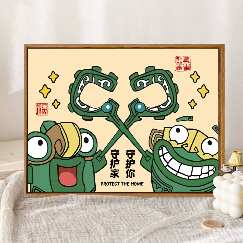 结界兽石矶娘娘哪咤diy数字油画填充涂色手工卡通太乙真人装饰画