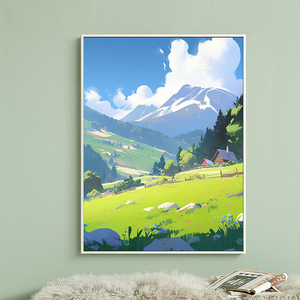 治愈减压山水风景 数字油画diy手绘填充涂色丙烯油彩画手工装饰画