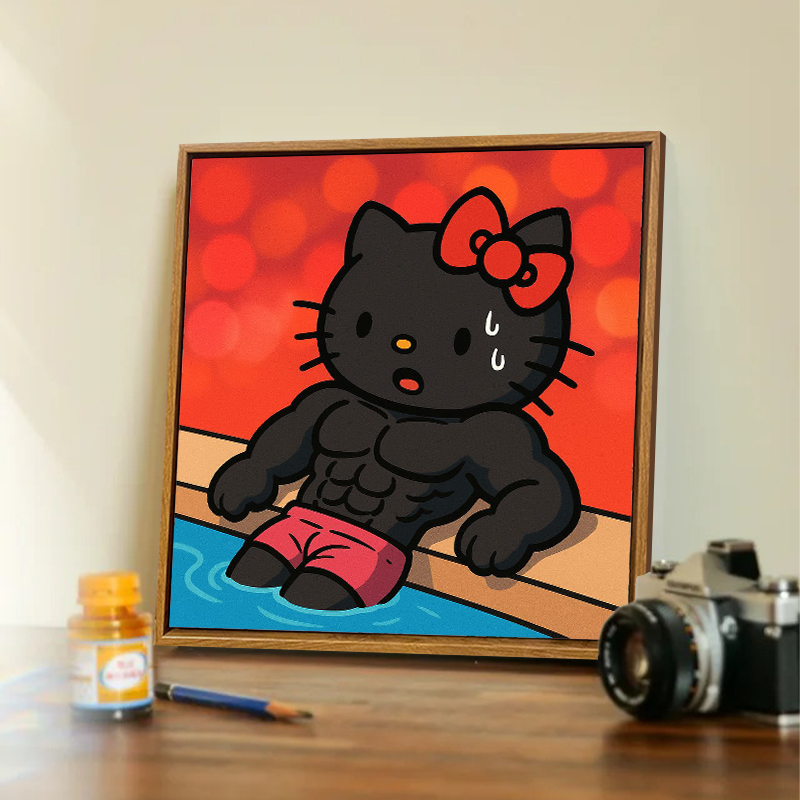 hellokitty卡通凯蒂猫数字油画