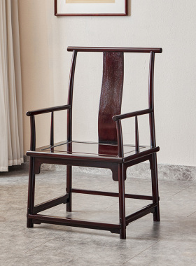 赞比亚血檀四出头官帽椅实木太师椅新中式非洲小叶紫檀圈椅南宫椅