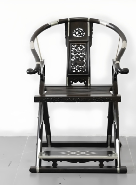 红木紫光檀麒麟交椅三件套明清中式古典实木家具折叠椅圈椅太师椅