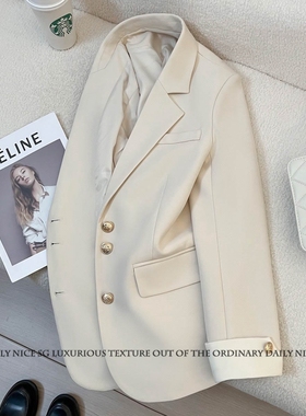 2025新款春秋洋气时尚设计感长袖显瘦中长款小西装外套女西服外搭