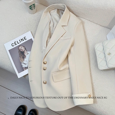 2026新款春秋洋气时尚设计感长袖显瘦中长款小西装外套女西服外搭