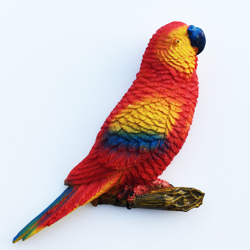 南美巴西彩虹立体红鹦鹉创意旅游纪念装饰工艺品礼物 磁铁冰箱贴