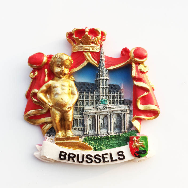 比利时布鲁塞尔地理标志创意旅游纪念装饰工艺品磁性冰箱贴伴手礼