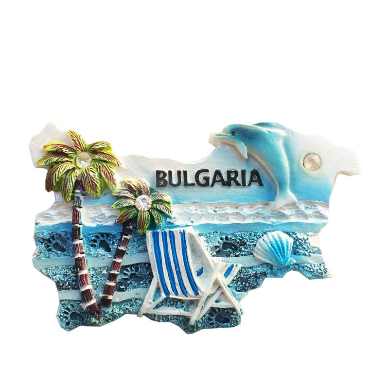 创意磁性冰箱贴保加利亚沙滩海洋风立体旅游纪念装饰工艺品伴手礼
