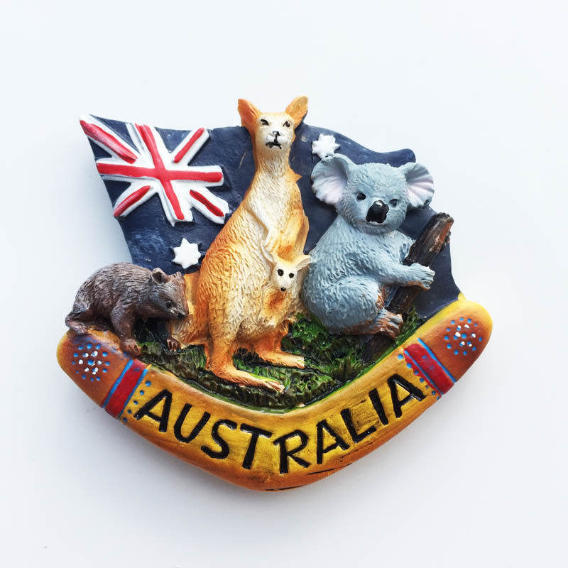 澳大利亚国旗考拉袋鼠袋熊旅游纪念工艺品磁铁冰箱贴 收藏伴手礼