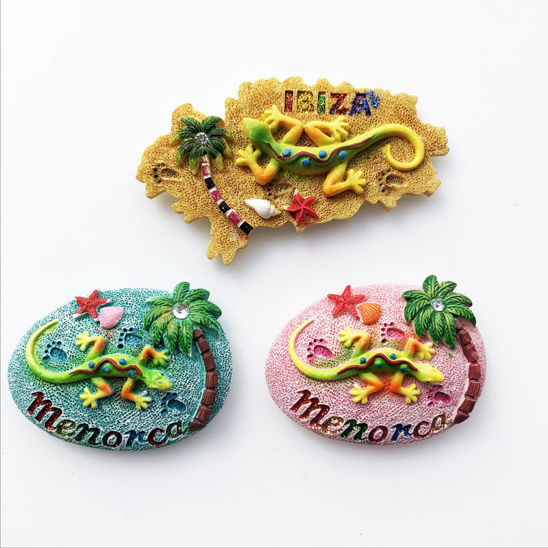 西班牙梅诺卡岛创意旅游纪念装饰工艺品立体伊比萨地图彩绘冰箱贴