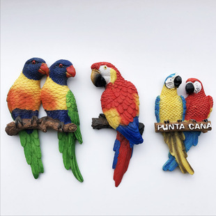 多米尼加金刚鹦鹉情侣磁铁冰箱贴旅游纪念装饰工艺品家居摆件礼品