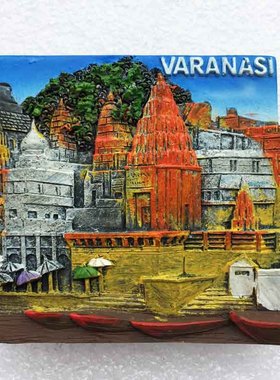 印度著名历史古城瓦拉纳西恒河浴场VARANASI旅游纪念冰箱磁性贴