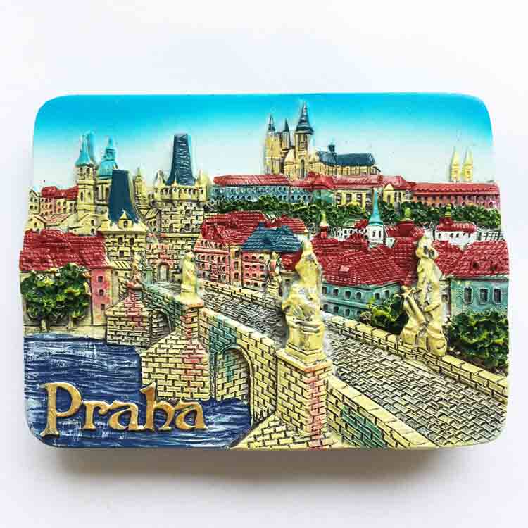 捷克首都布拉格查理大桥伏尔塔瓦河立体风景旅游纪念品磁贴冰箱贴