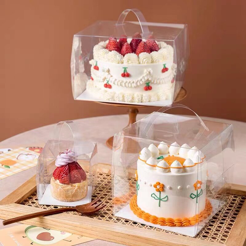 四爆寸4寸透明小糕盒子手提加高西点浆蛋2/3/5hhp/6五寸蛋糕包装