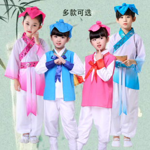 儿童汉服国学服弟子规古装三字经书童朗诵开笔礼舞蹈服中华孝道