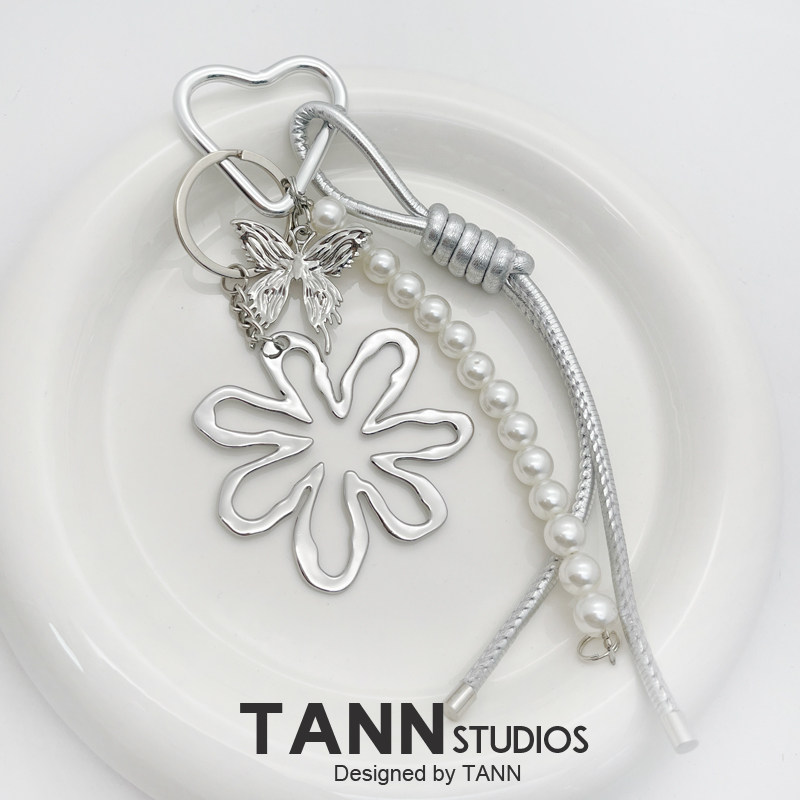 原创高级感银色绳蝴蝶结包挂件