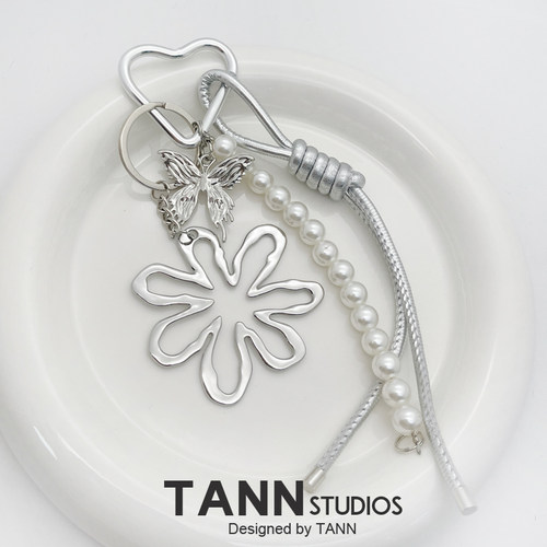 原创高级感银色绳蝴蝶结包挂件