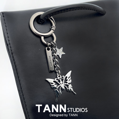 ins风银色蝴蝶包包挂件少女