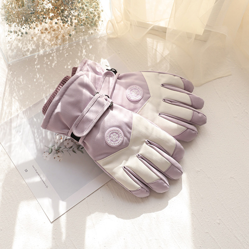 滑雪手套女冬季加绒保暖加厚骑行防寒风秋季电动车触屏棉手套女A