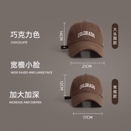 棒球帽子女款宽帽檐大头围鸭舌帽2025新款显脸小深顶遮阳帽子男J - 封面