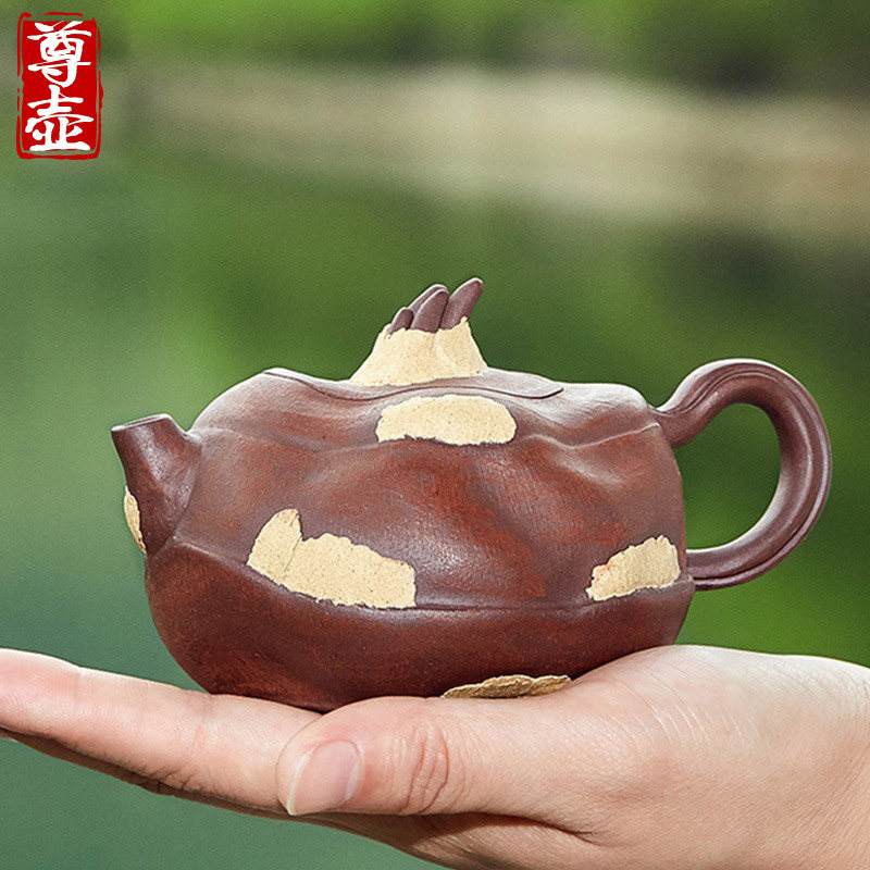 宜兴仿生荸荠马蹄莲紫砂壶纯全手工原矿紫泥段泥茶壶名家正宗茶具