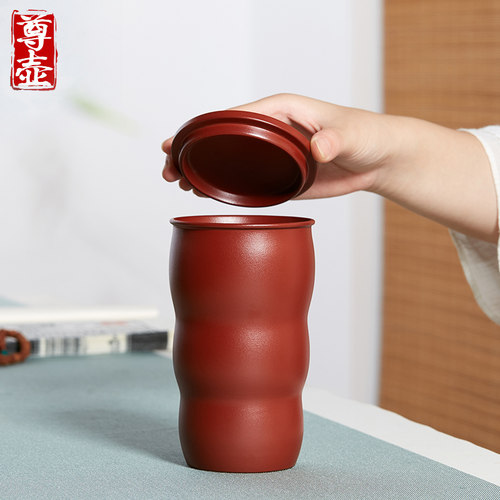 尊壶宜兴双层隔热紫砂杯泡茶盖杯