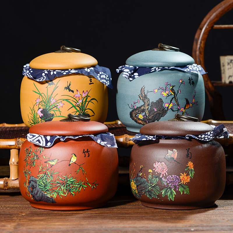 宜兴紫砂茶叶罐包装储存密封茶罐