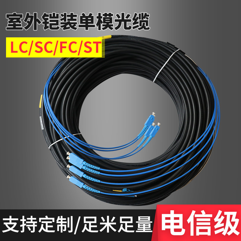 室外电源成品铠装光缆2芯4芯6芯8芯12芯架空免熔接光纤线SCLCFCST