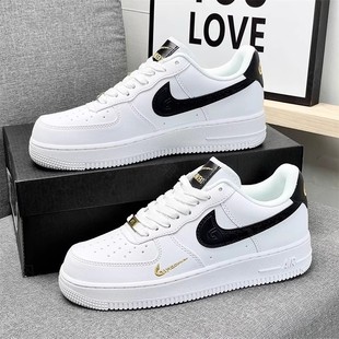 AF1空军一号白黑金低帮板鞋冬季新款aj男鞋dunk户外运动休闲鞋女