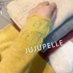 女款 套头 软糯毛衣针织衫 高品质纯色钩花纹理秋冬款 上衣 蜜熊绒