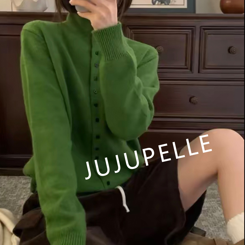 方扣纯色多扣开衫~2025秋冬新款百搭简约保暖毛衣针织衫女款上衣