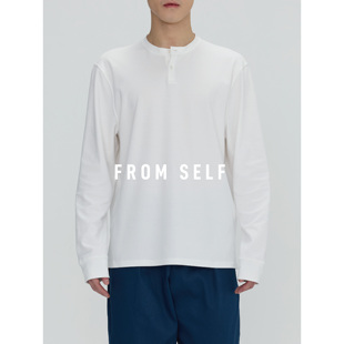 Cotton Cream 100%棉 亨利领长袖 恤 FROM SELF